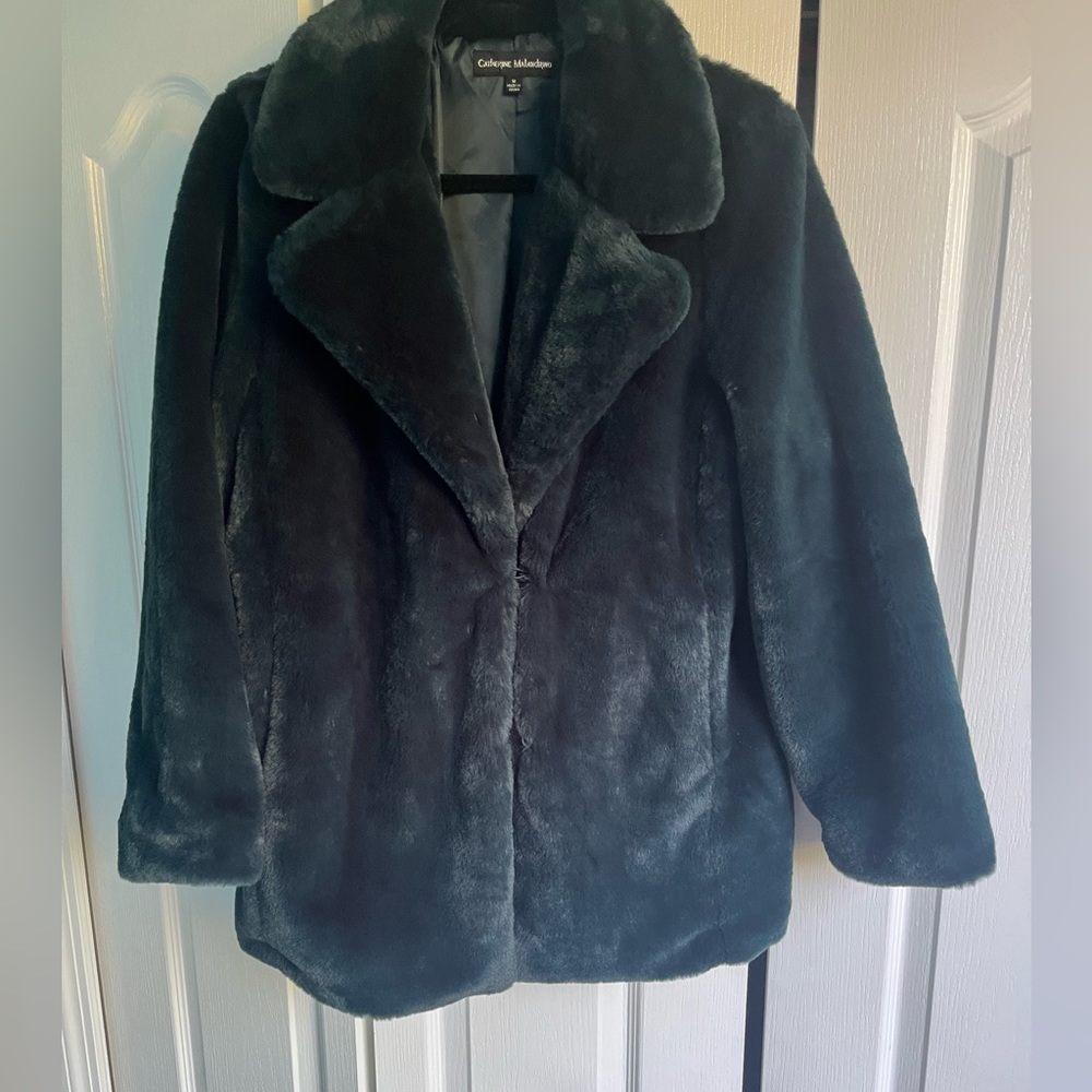 Catherine Malandrines Hunter Green Jacket Faux fur M & XL